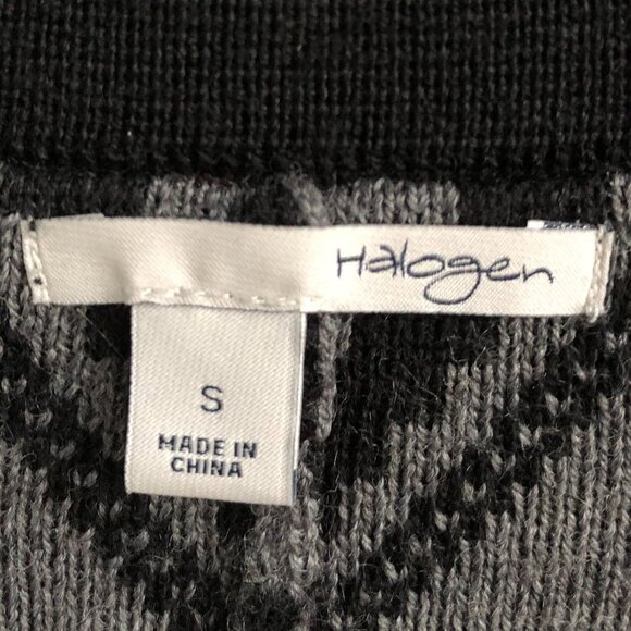 Halogen by Nordstroms Wool Acrylic Knit Blazer Style Cardigan Sweater Blk Gry S - Picture 6 of 11